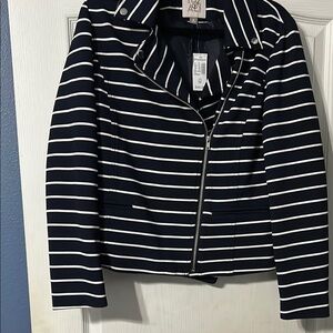 Apt. 9 Striped Navy Blazer with White Accents